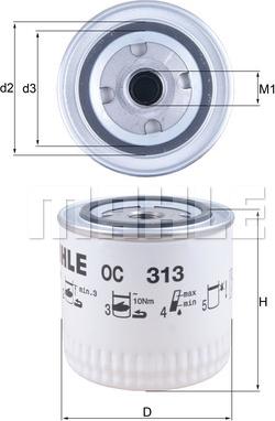 MAHLE OC 313 - Öljynsuodatin inparts.fi