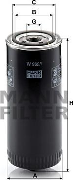 Mann-Filter W 962/1 - Suodatin, työhydrauliikka inparts.fi