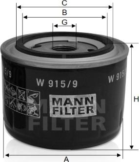 Mann-Filter W 915/9 - Öljynsuodatin inparts.fi