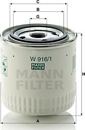 Mann-Filter W 916/1 - Öljynsuodatin inparts.fi
