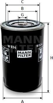 Mann-Filter W 934 - Öljynsuodatin inparts.fi