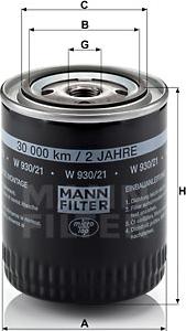 Mann-Filter W 930/21 - Öljynsuodatin inparts.fi