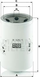 Mann-Filter W 925/1 - Suodatin, työhydrauliikka inparts.fi