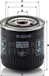 Mann-Filter W 920/45 - Öljynsuodatin inparts.fi