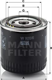 Mann-Filter W 920/6 - Öljynsuodatin inparts.fi