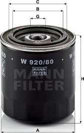 Mann-Filter W 920/80 - Öljynsuodatin inparts.fi