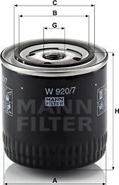 Mann-Filter W 920/7 y - Öljynsuodatin inparts.fi