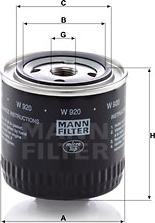 Mann-Filter W 920 - Öljynsuodatin inparts.fi