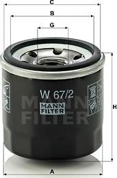 Mann-Filter W 67/2 - Öljynsuodatin inparts.fi