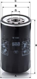 Mann-Filter W 1160 - Öljynsuodatin inparts.fi