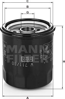 Mann-Filter W 711/80 - Öljynsuodatin inparts.fi