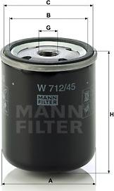 Mann-Filter W 712/45 - Hydrauliikkasuodatin, automaattivaihteisto inparts.fi