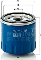 Mann-Filter W 712/16 - Öljynsuodatin inparts.fi
