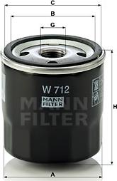 Mann-Filter W 712 - Öljynsuodatin inparts.fi