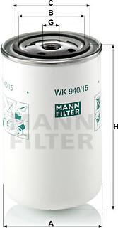 Mann-Filter WK 940/15 - Polttoainesuodatin inparts.fi