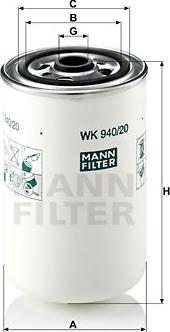 Mann-Filter WK 940/20 - Polttoainesuodatin inparts.fi