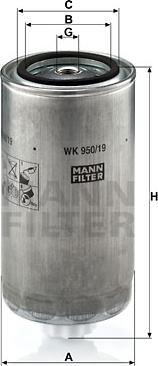 Mann-Filter WK 950/19 - Polttoainesuodatin inparts.fi