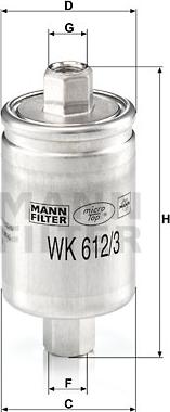 Mann-Filter WK 612/3 - Polttoainesuodatin inparts.fi