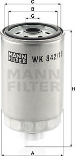 Mann-Filter WK 842/16 - Polttoainesuodatin inparts.fi