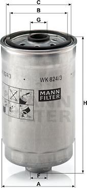 Mann-Filter WK 824/3 - Polttoainesuodatin inparts.fi
