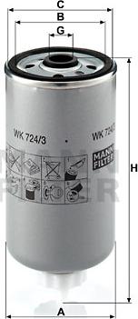 Mann-Filter WK 724/3 - Polttoainesuodatin inparts.fi