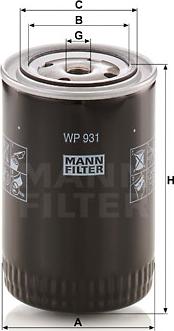 Mann-Filter WP 931 - Öljynsuodatin inparts.fi