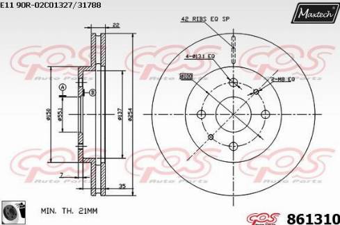 Kavo Parts BR-1724-C - Jarrulevy inparts.fi