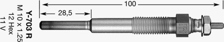 NGK Y-703 R - Hehkutulppa inparts.fi