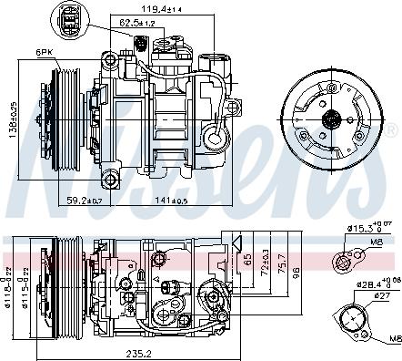 Nissens 89529 - Kompressori, ilmastointilaite inparts.fi