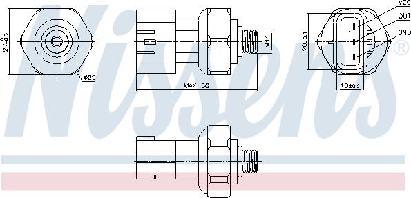 Nissens 301090 - Painekytkin, ilmastointilaite inparts.fi