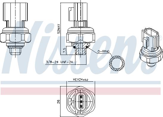 Nissens 301077 - Painekytkin, ilmastointilaite inparts.fi