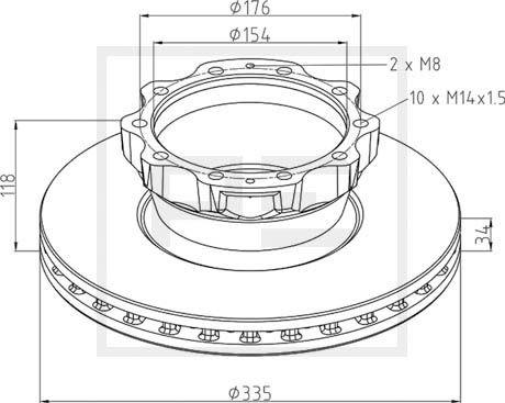 PE Automotive 036.125-00A - Jarrulevy inparts.fi