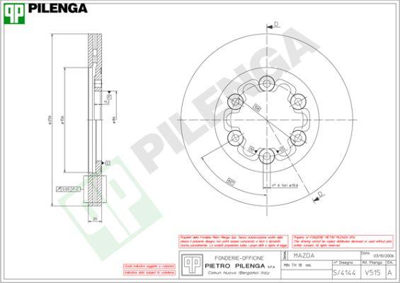 Pilenga V515 - Jarrulevy inparts.fi