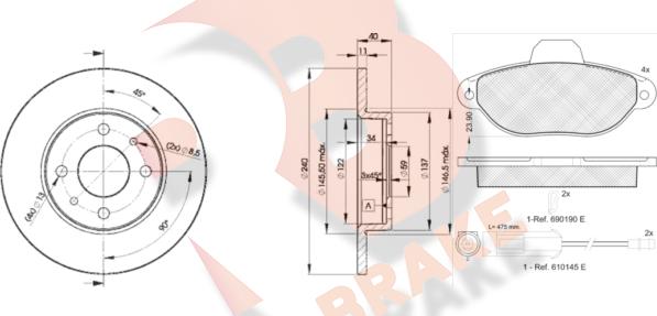 R Brake 3R09533465 - Jarrupalasarja, levyjarru inparts.fi