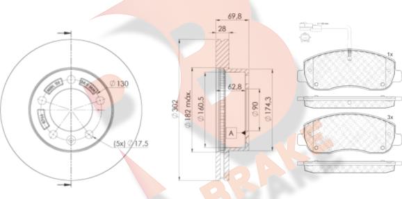 R Brake 3R19998766 - Jarrupalasarja, levyjarru inparts.fi