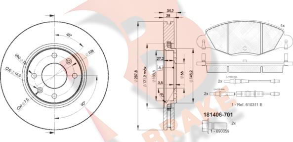 R Brake 3R14064753 - Jarrupalasarja, levyjarru inparts.fi