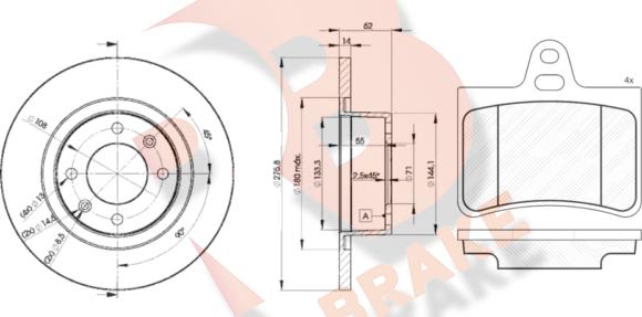 R Brake 3R14074754 - Jarrupalasarja, levyjarru inparts.fi