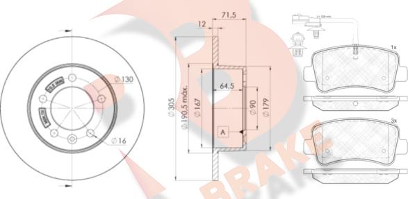 R Brake 3R20018767 - Jarrupalasarja, levyjarru inparts.fi