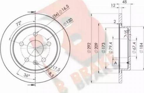 R Brake 78RBD14117 - Jarrulevy inparts.fi