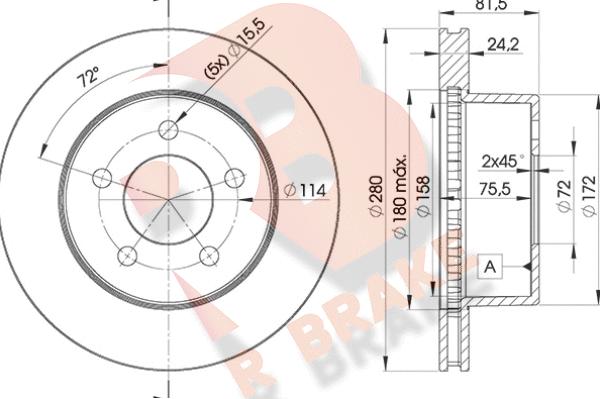 R Brake 78RBD15115 - Jarrulevy inparts.fi