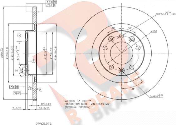 R Brake 78RBD24614 - Jarrulevy inparts.fi