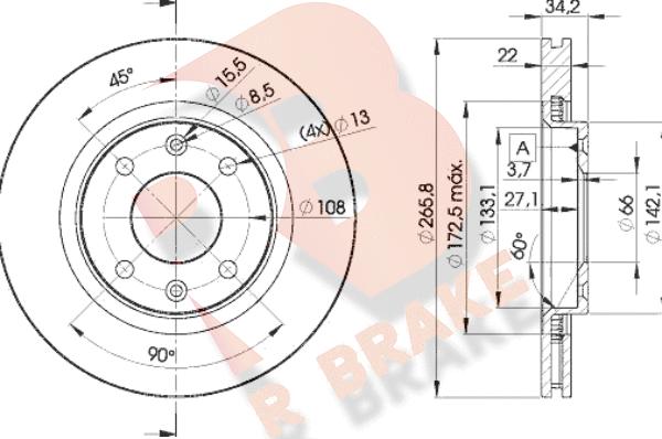 R Brake 78RBD24750 - Jarrulevy inparts.fi