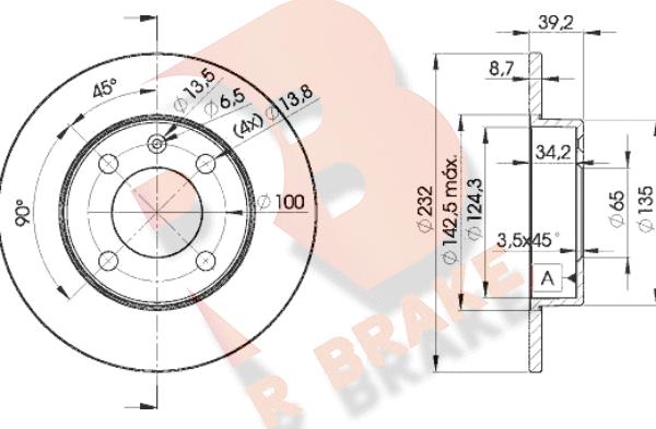 R Brake 78RBD25608 - Jarrulevy inparts.fi