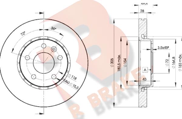 R Brake 78RBD26845 - Jarrulevy inparts.fi