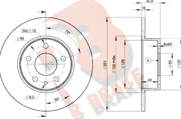 R Brake 78RBD28684 - Jarrulevy inparts.fi