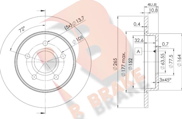 R Brake 78RBD23965 - Jarrulevy inparts.fi