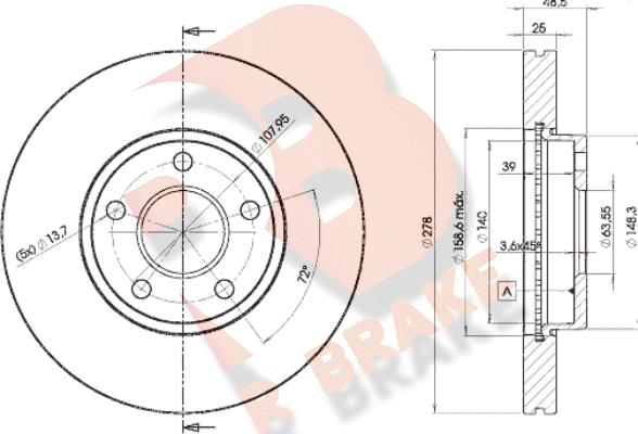 R Brake 78RBD23963 - Jarrulevy inparts.fi