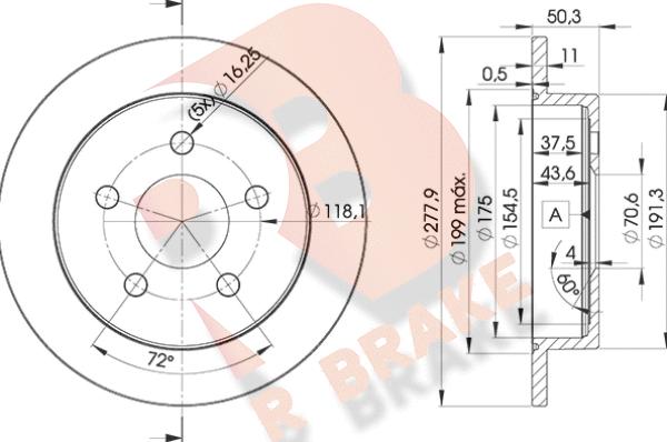 R Brake 78RBD22058 - Jarrulevy inparts.fi