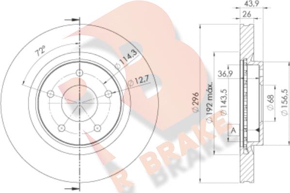 R Brake 78RBD22057 - Jarrulevy inparts.fi