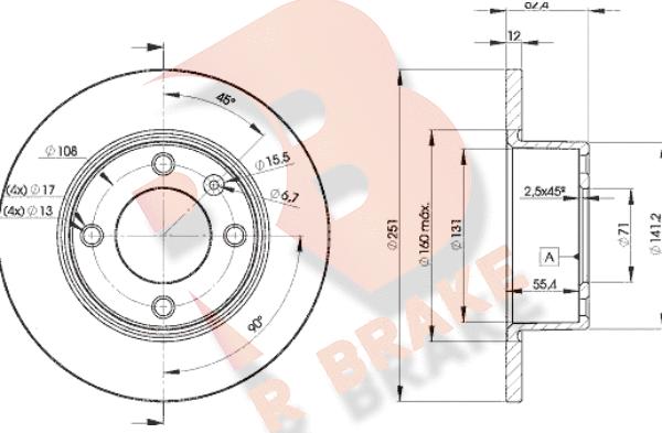 R Brake 78RBD27812 - Jarrulevy inparts.fi